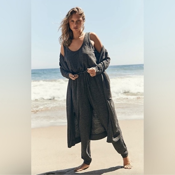 Free People Beach Bicoastal Heathered Charcoal Jumpsuit - Picture 13 of 13